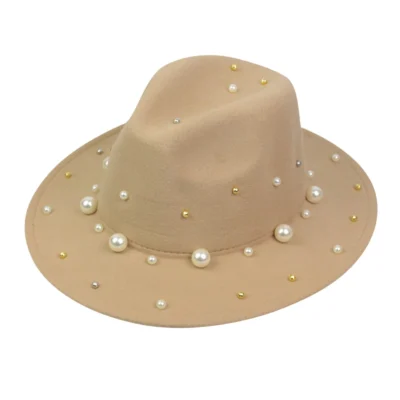 Baseball Cap For Women Fashion Fedora Hat Panama Hat With Handmade Pearls