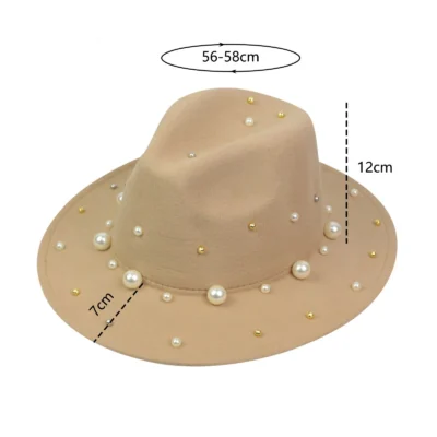 Baseball Cap For Women Fashion Fedora Hat Panama Hat With Handmade Pearls