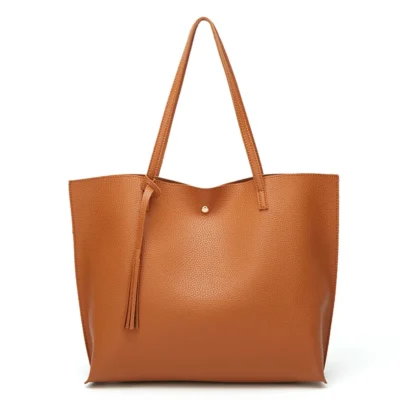 Tassel Tote Leather Bag for Women, Ladies Large Capacity Fashion Shoulder