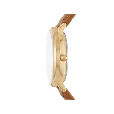 Women's Crystal Accent Gold Tone Watch with Textured Strap