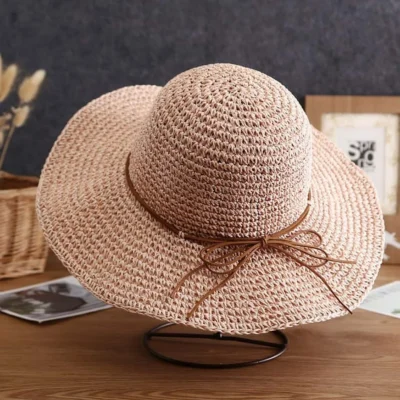 Women Floppy Sun Hat Summer Wide Brim Beach Cap Packable Cotton Straw Hat