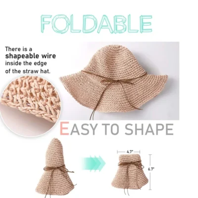 Women Floppy Sun Hat Summer Wide Brim Beach Cap Packable Cotton Straw Hat